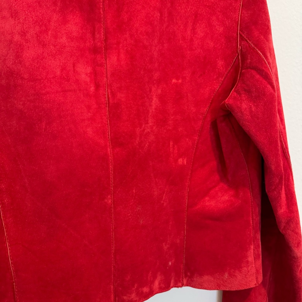 100% Leather VINTAGE Newport News Red Jacket - Picture 9 of 10